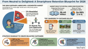 7% of smartphone users are ‘on-the-edge’ of Delight; Techarc identifies improvement areas for better customer satisfaction and retention.